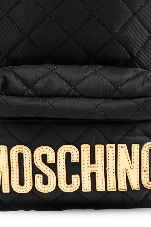 embossed logo changing bag White Black Quilted backpack with logo Moschino Biname fmedShops Switzerland